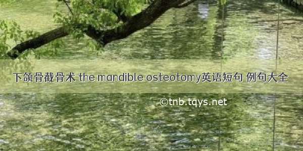 下颌骨截骨术 the mandible osteotomy英语短句 例句大全