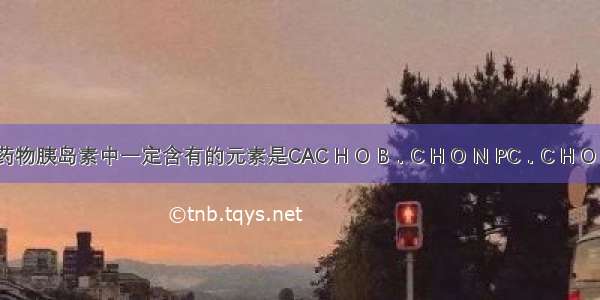 治疗糖尿病的药物胰岛素中一定含有的元素是CAC H O B．C H O N PC．C H O N D．C H O P