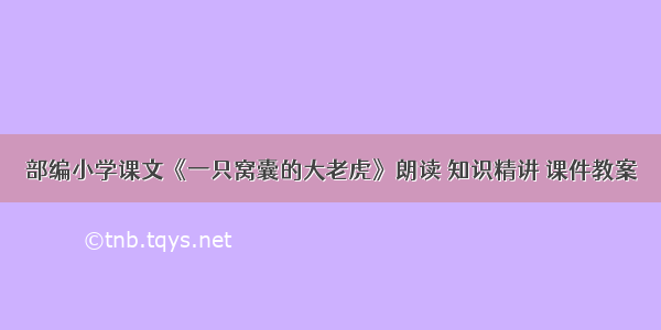 部编小学课文《一只窝囊的大老虎》朗读 知识精讲 课件教案