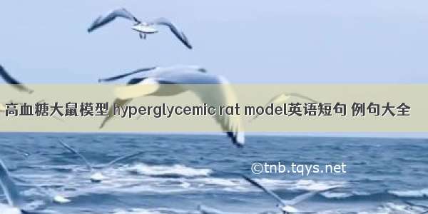 高血糖大鼠模型 hyperglycemic rat model英语短句 例句大全