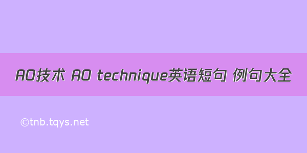 AO技术 AO technique英语短句 例句大全