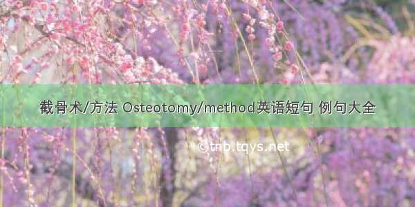 截骨术/方法 Osteotomy/method英语短句 例句大全