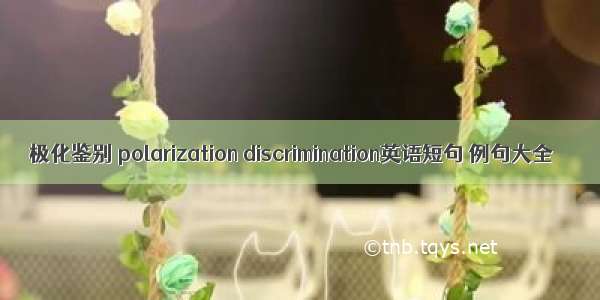 极化鉴别 polarization discrimination英语短句 例句大全