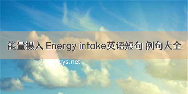 能量摄入 Energy intake英语短句 例句大全