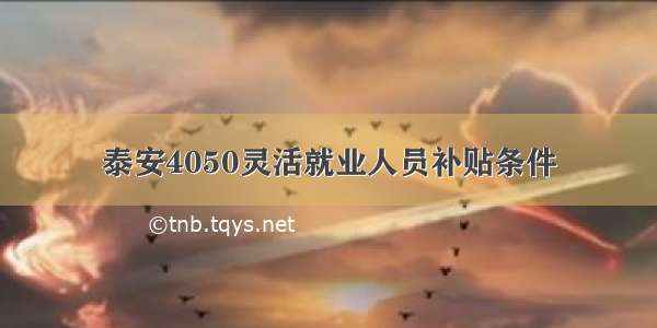 泰安4050灵活就业人员补贴条件