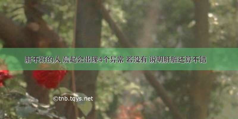 肝不好的人 晨起会出现4个异常 若没有 说明肝脏还算不错