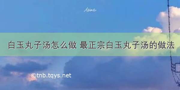 白玉丸子汤怎么做 最正宗白玉丸子汤的做法