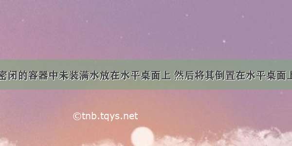 如图所示 密闭的容器中未装满水放在水平桌面上 然后将其倒置在水平桌面上 则水对容