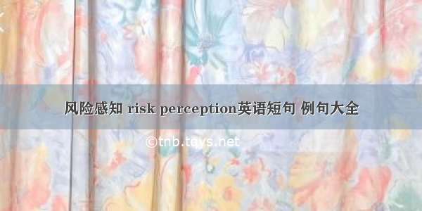 风险感知 risk perception英语短句 例句大全