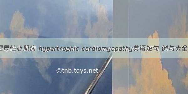 肥厚性心肌病 hypertrophic cardiomyopathy英语短句 例句大全