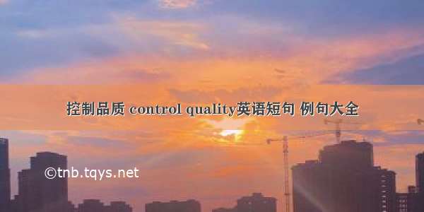 控制品质 control quality英语短句 例句大全