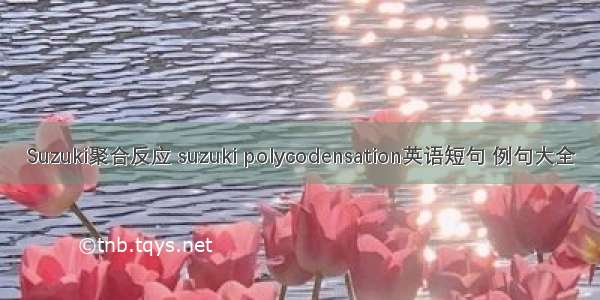 Suzuki聚合反应 suzuki polycodensation英语短句 例句大全