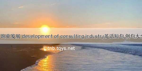 咨询业发展 development of consulting industry英语短句 例句大全