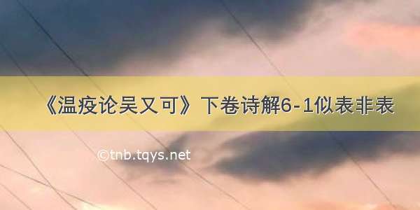 《温疫论吴又可》下卷诗解6-1似表非表