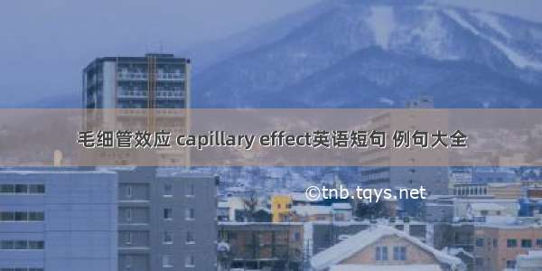 毛细管效应 capillary effect英语短句 例句大全