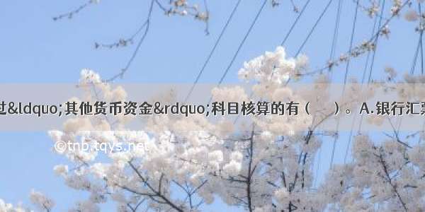 下列项目中 不通过“其他货币资金”科目核算的有（　　）。A.银行汇票存款?B.不能提