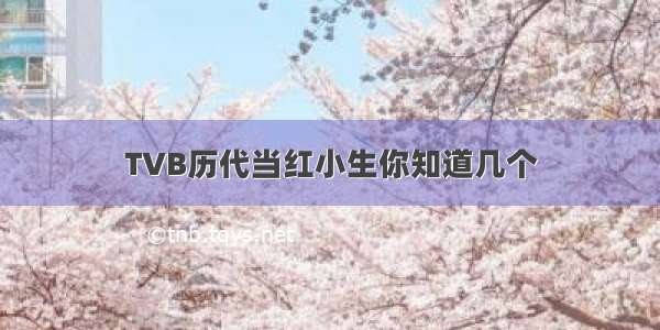 TVB历代当红小生你知道几个