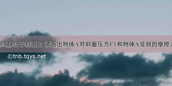 如图所示 物体A静止于斜面上 请画出物体A对斜面压力F1和物体A受到的摩擦力F2的示意图．