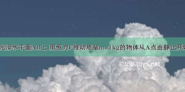 如图所示 在光滑水平面AB上 用恒力F推动质量m=1kg的物体从A点由静止开始作匀加速运