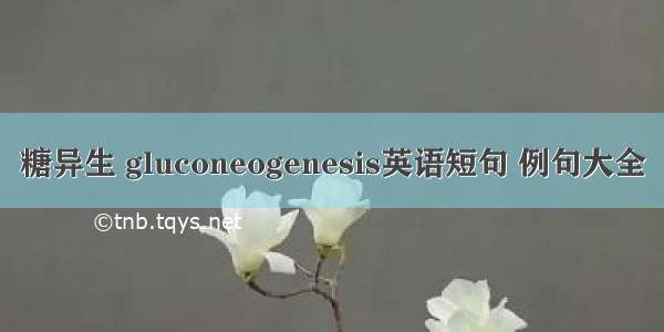 糖异生 gluconeogenesis英语短句 例句大全