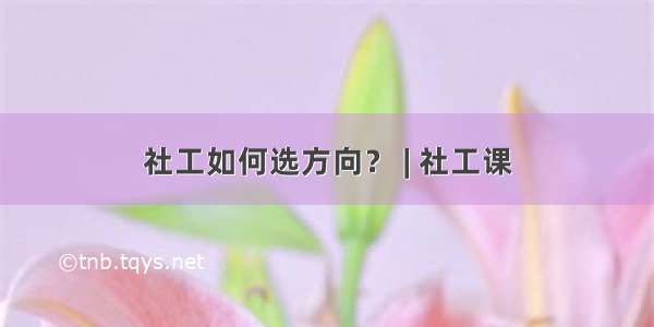 社工如何选方向？ | 社工课