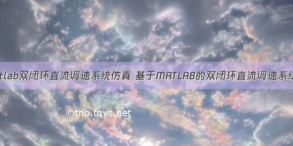 基于matlab双闭环直流调速系统仿真 基于MATLAB的双闭环直流调速系统的仿真