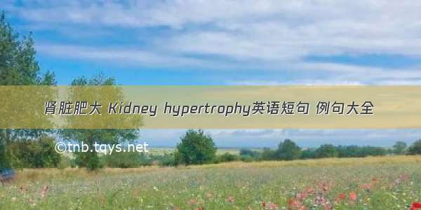 肾脏肥大 Kidney hypertrophy英语短句 例句大全