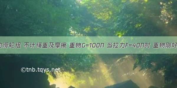 如图所示的滑轮组 不计绳重及摩擦 重物G=100N 当拉力F=40N时 重物刚好匀速上升 