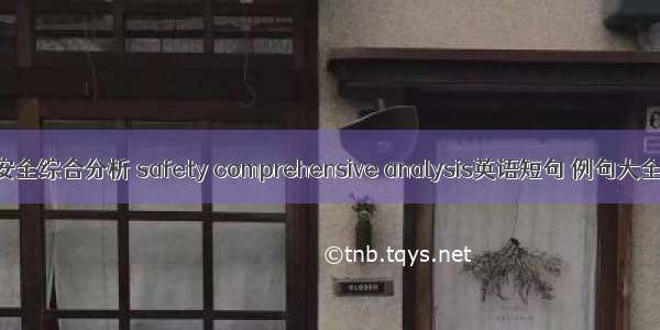 安全综合分析 safety comprehensive analysis英语短句 例句大全