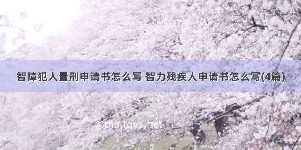 智障犯人量刑申请书怎么写 智力残疾人申请书怎么写(4篇)