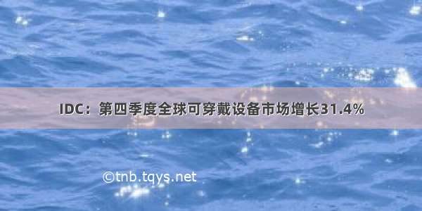 IDC：第四季度全球可穿戴设备市场增长31.4%