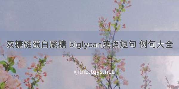 双糖链蛋白聚糖 biglycan英语短句 例句大全