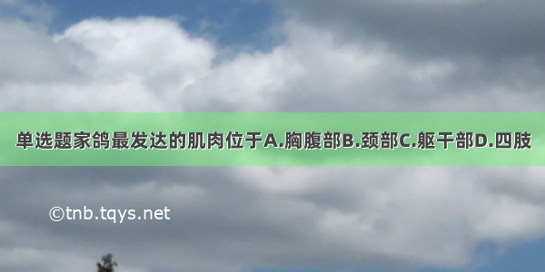 单选题家鸽最发达的肌肉位于A.胸腹部B.颈部C.躯干部D.四肢