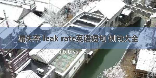 漏失率 leak rate英语短句 例句大全