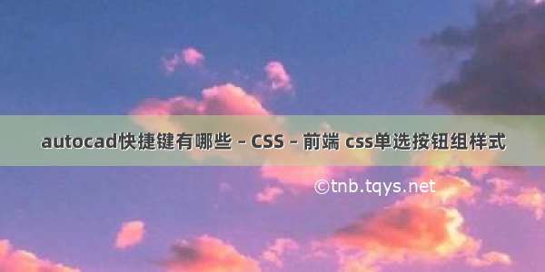 autocad快捷键有哪些 – CSS – 前端 css单选按钮组样式