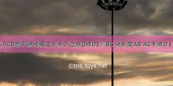 在△ABC中 ∠ABC ∠ACB的平分线相交于点O 过点O作DE∥BC 分别交AB AC于点D E．请说明DE=BD+EC．