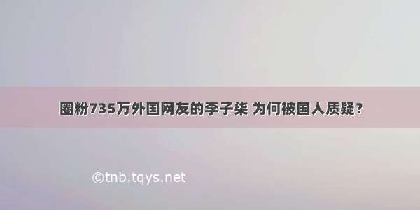 圈粉735万外国网友的李子柒 为何被国人质疑？