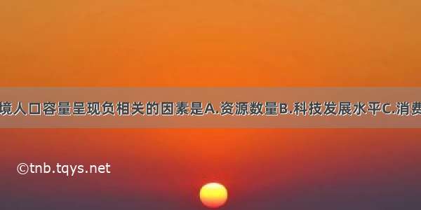 单选题与环境人口容量呈现负相关的因素是A.资源数量B.科技发展水平C.消费水平D.人类