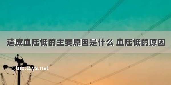 造成血压低的主要原因是什么 血压低的原因