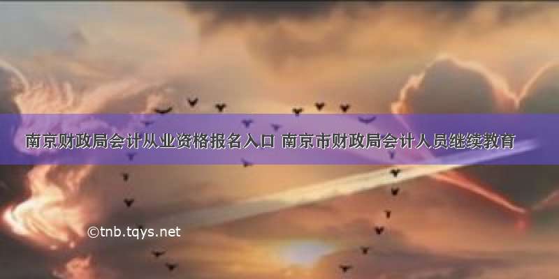 南京财政局会计从业资格报名入口 南京市财政局会计人员继续教育