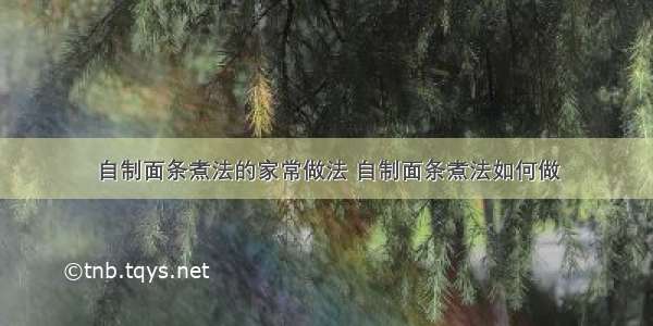 自制面条煮法的家常做法 自制面条煮法如何做