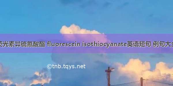 荧光素异硫氰酸酯 fluorescein isothiocyanate英语短句 例句大全
