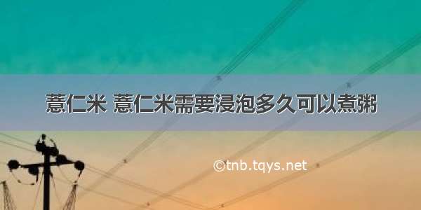 薏仁米 薏仁米需要浸泡多久可以煮粥