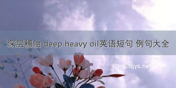 深层稠油 deep heavy oil英语短句 例句大全