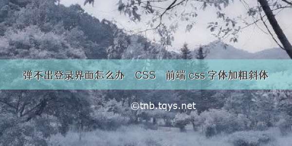 弹不出登录界面怎么办 – CSS – 前端 css 字体加粗斜体