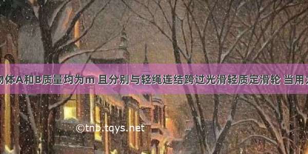 如图所示 物体A和B质量均为m 且分别与轻绳连结跨过光滑轻质定滑轮 当用力F拉B沿水