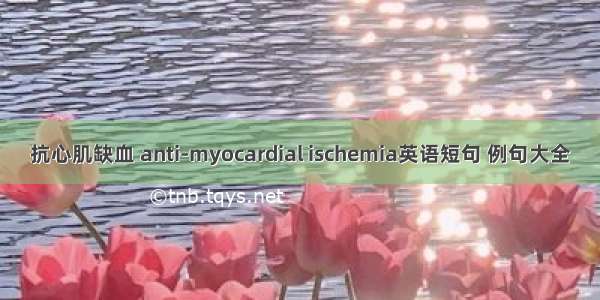 抗心肌缺血 anti-myocardial ischemia英语短句 例句大全