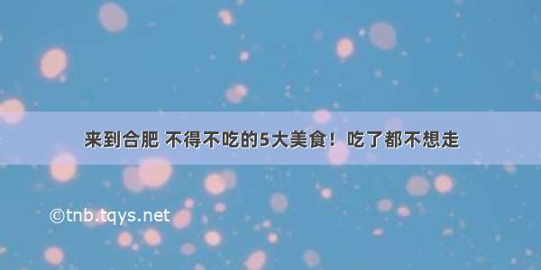 来到合肥 不得不吃的5大美食！吃了都不想走