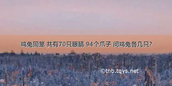 鸡兔同笼 共有70只眼睛 94个爪子 问鸡兔各几只？