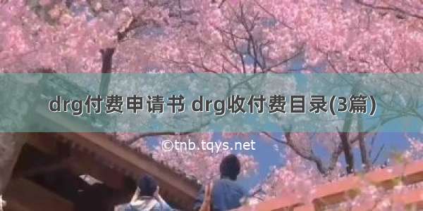 drg付费申请书 drg收付费目录(3篇)